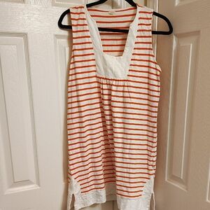 Striped Sleeveless Top in Orange and White
